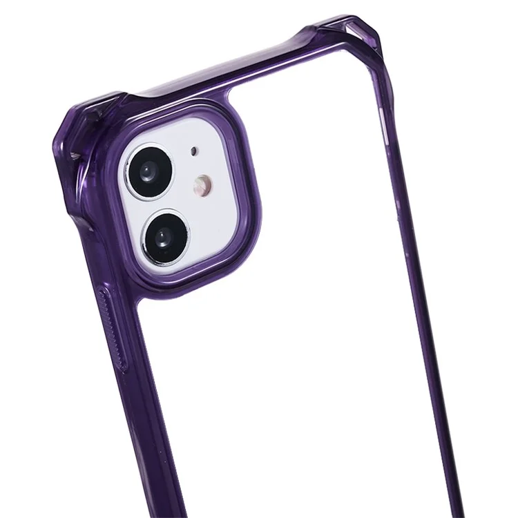 Per iPhone 11 Clear Acrylic + TPU Phone Case Four Corners Shock Absorption Cover with Lanyard - Cornice Viola