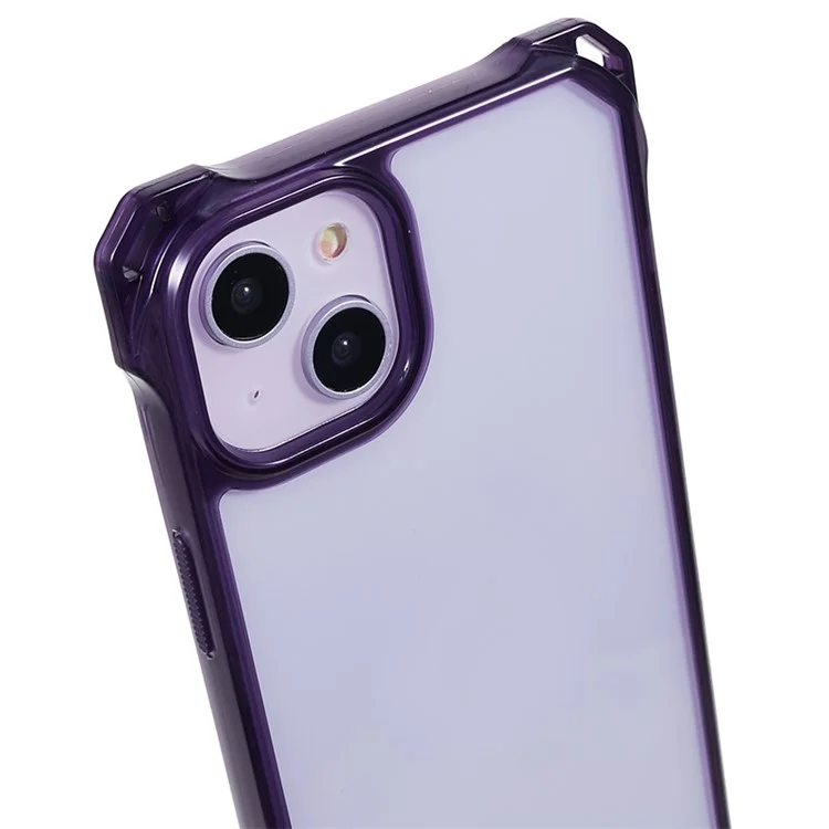 Für iPhone 14 / 13 Klare Handy-Hülle Acryl+TPU Vier-Ecken-Fallschutz-Abdeckung mit Schlaufe - Lila Rahmen