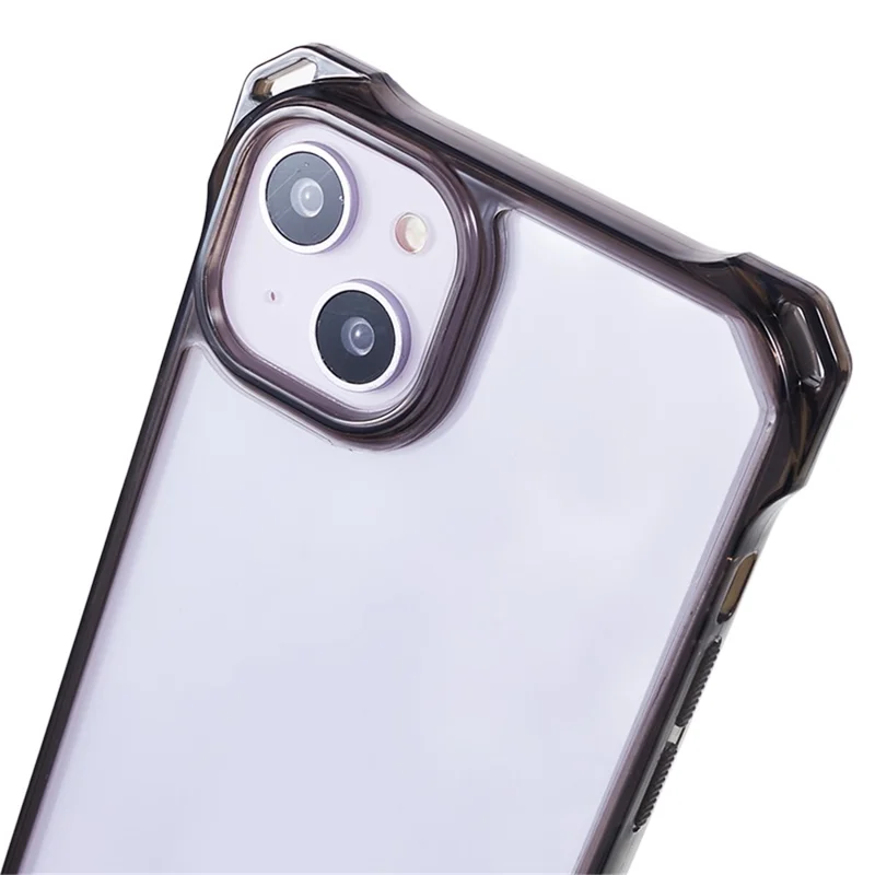 For iPhone 14 / 13 Clear Phone Case Acrylic+TPU Four Corner Anti Drop Cover with Lanyard - Black Frame