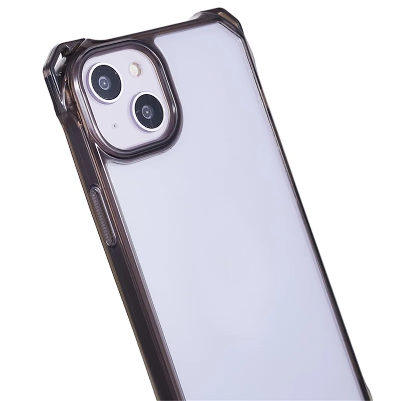 For iPhone 14 / 13 Clear Phone Case Acrylic+TPU Four Corner Anti Drop Cover with Lanyard - Black Frame
