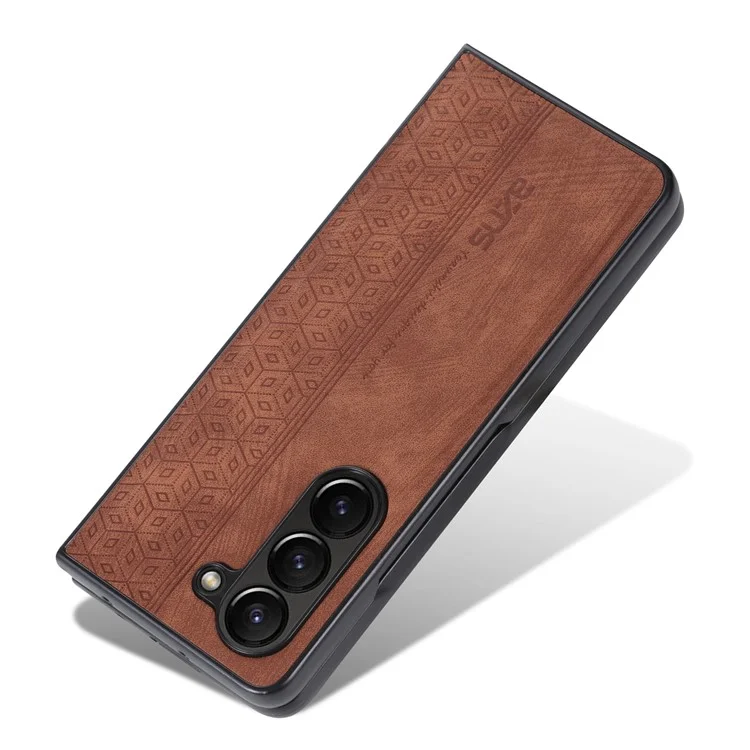 AZNS Para Samsung Galaxy Z Fold5 5G Funda de teléfono con textura impresa de piel sintética + PC plegable - Marrón