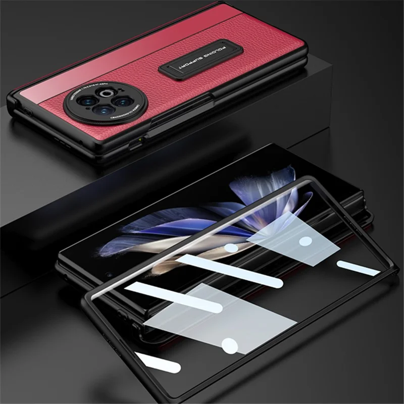 GKK Per Vivo X Fold2 Kickstand Telefono Case PU Pettura Carne Magnetica Magnetica Coperchi - Rosso / Nero