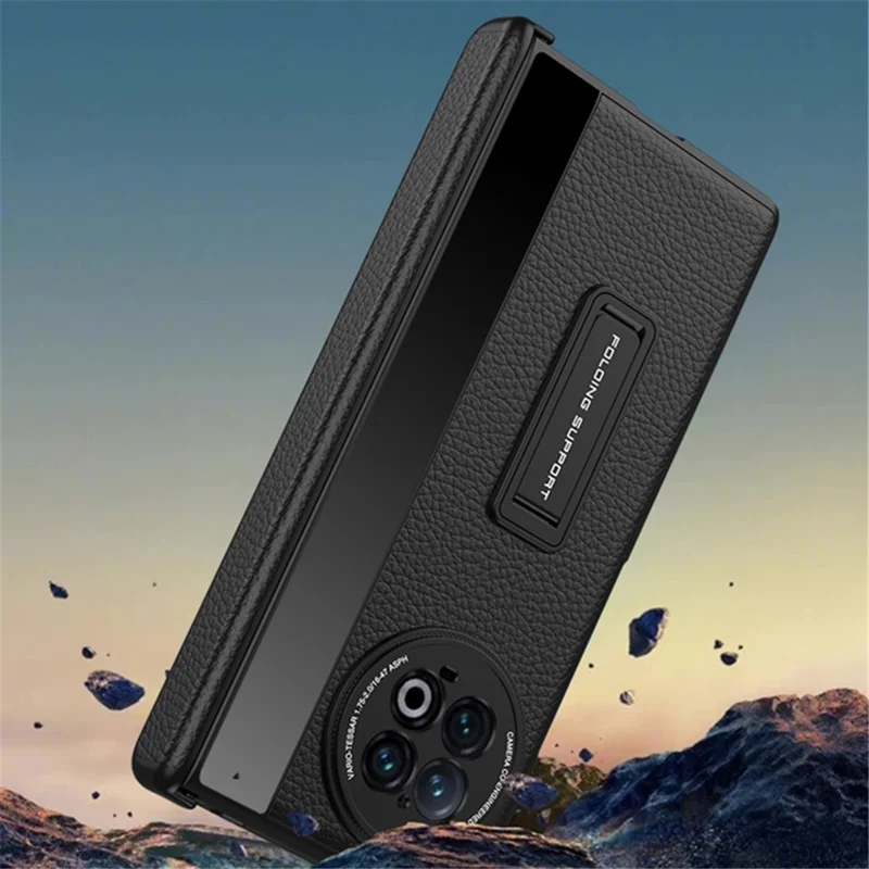 GKK Per Vivo X Fold2 Kickstand Telefono Case PU Pettura Carne Magnetica Magnetica Coperchi - Rosso / Nero