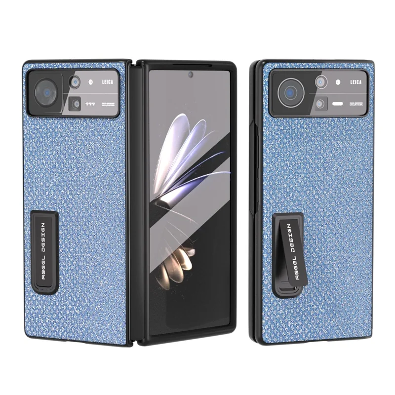ABEEL Para Xiaomi Mix Fold 2 5G Caso de Telefone em Couro PU+PC com Textura de Brilhante e Suporte - Azul