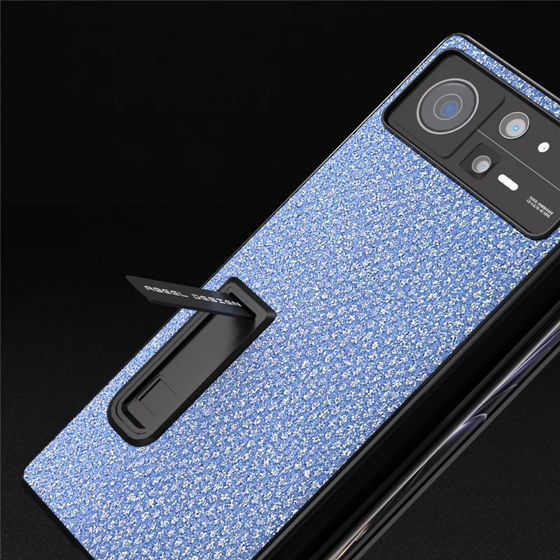 ABEEL Para Xiaomi Mix Fold 2 5G Caso de Telefone em Couro PU+PC com Textura de Brilhante e Suporte - Azul