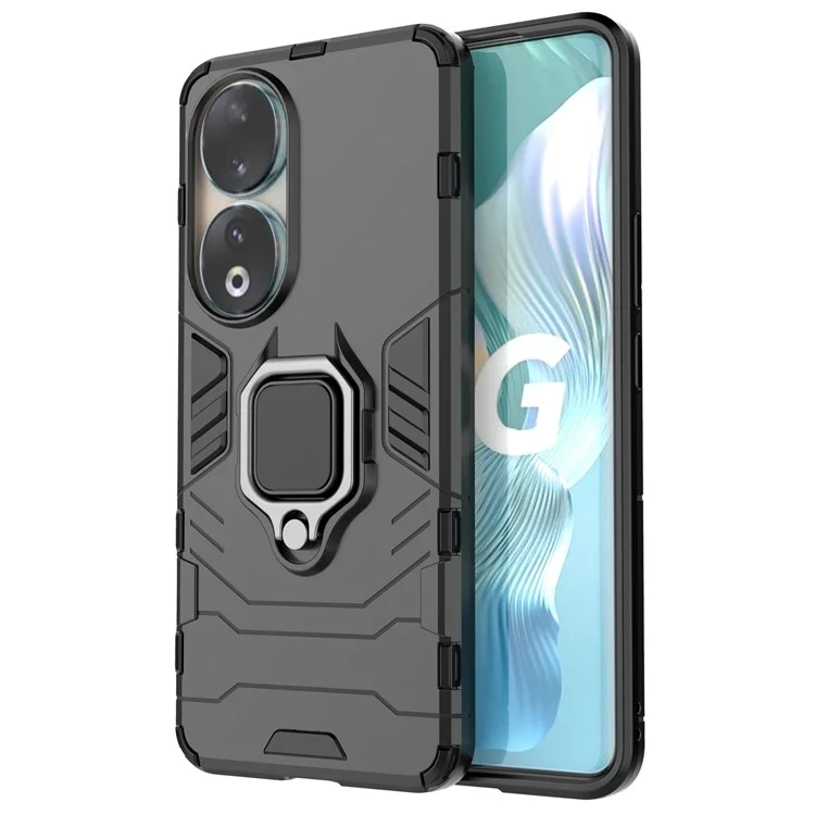 Pour l'honneur 90 Kickstand Cell Phone Case Soft TPU + Hard PC Anti-drop Mobile Phone Cover - Noir
