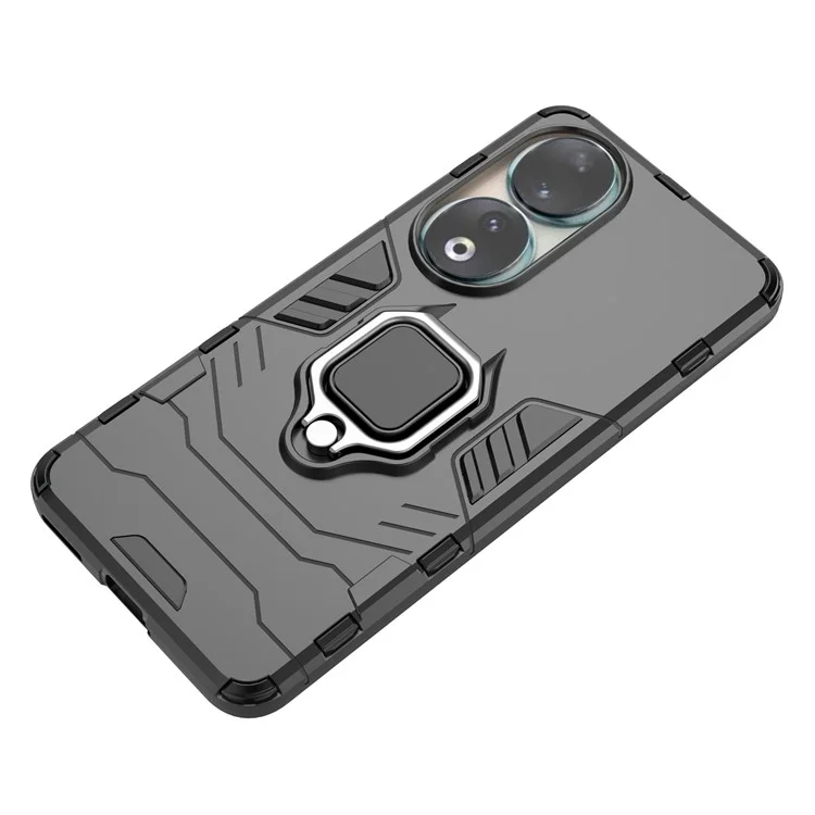 Pour l'honneur 90 Kickstand Cell Phone Case Soft TPU + Hard PC Anti-drop Mobile Phone Cover - Noir