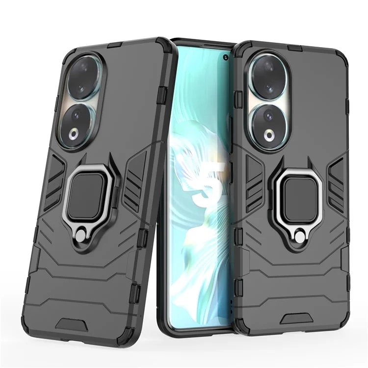 Pour l'honneur 90 Kickstand Cell Phone Case Soft TPU + Hard PC Anti-drop Mobile Phone Cover - Noir