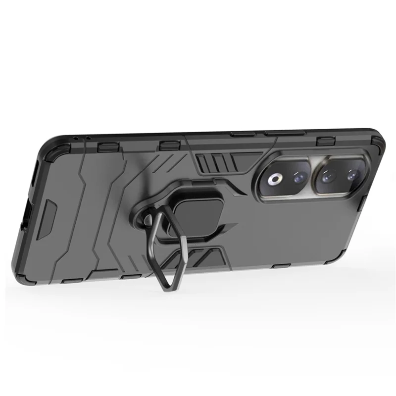 For Honor 90 Pro Cell Phone Case with Kickstand Soft TPU + Hard PC Mobile Phone Cover - Black