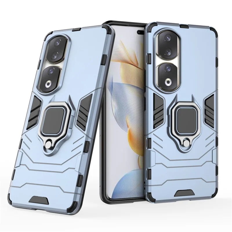 For Honor 90 Pro Cell Phone Case with Kickstand Soft TPU + Hard PC Mobile Phone Cover - Blue