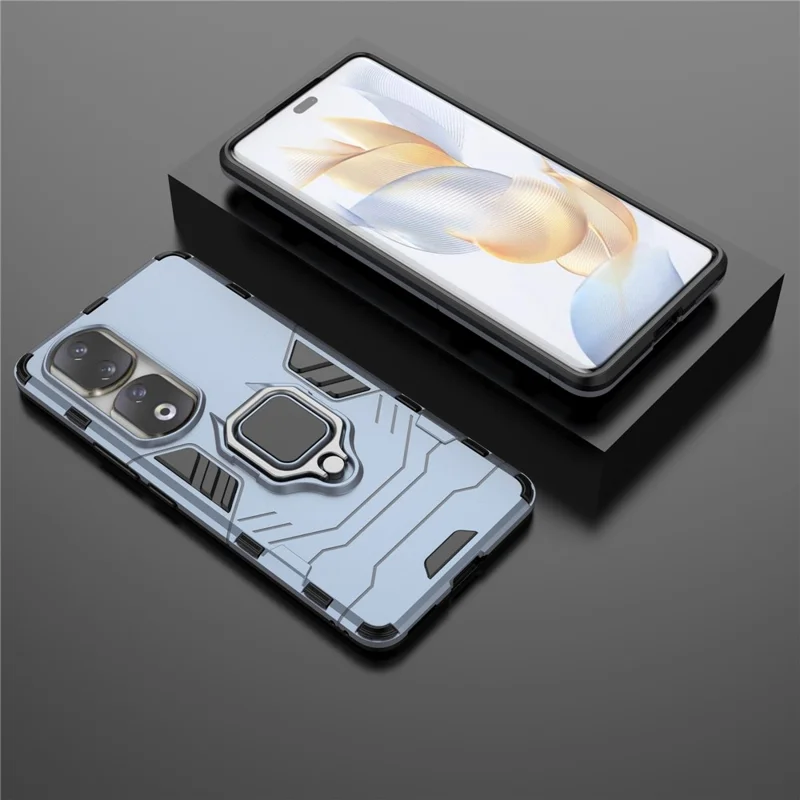 For Honor 90 Pro Cell Phone Case with Kickstand Soft TPU + Hard PC Mobile Phone Cover - Blue