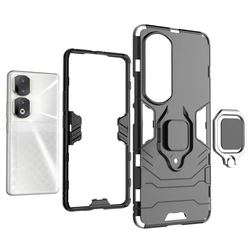 For Honor 90 Pro Cell Phone Case with Kickstand Soft TPU + Hard PC Mobile Phone Cover - Blue