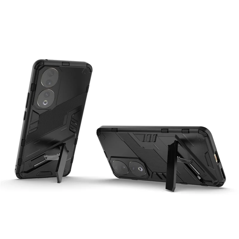 For Honor 90 Bump Proof PC + TPU Phone Cover Drop-proof Phone Case with Kickstand - Black