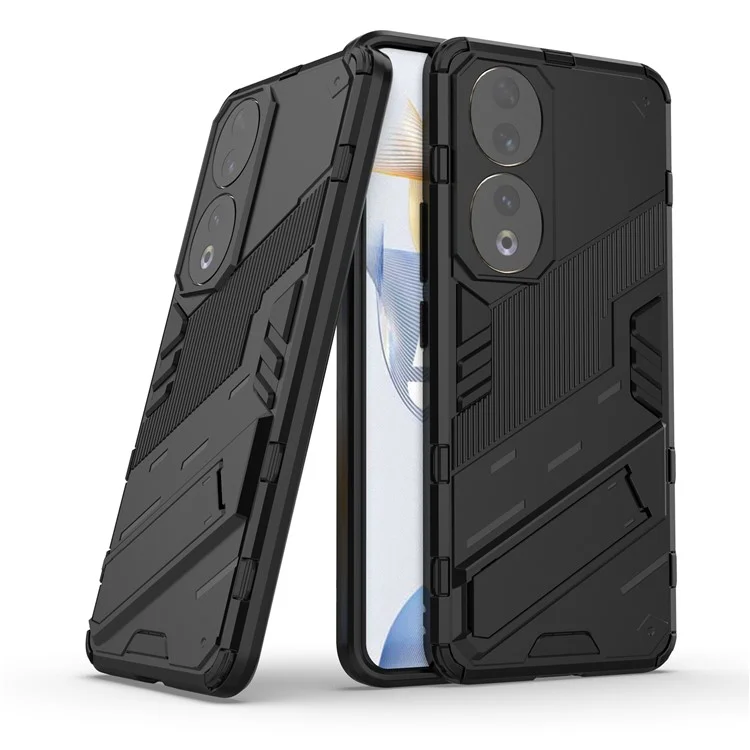 For Honor 90 Bump Proof PC + TPU Phone Cover Drop-proof Phone Case with Kickstand - Black