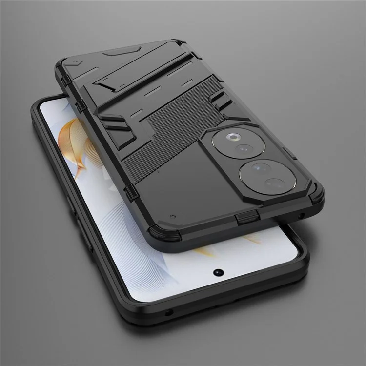 For Honor 90 Bump Proof PC + TPU Phone Cover Drop-proof Phone Case with Kickstand - Black
