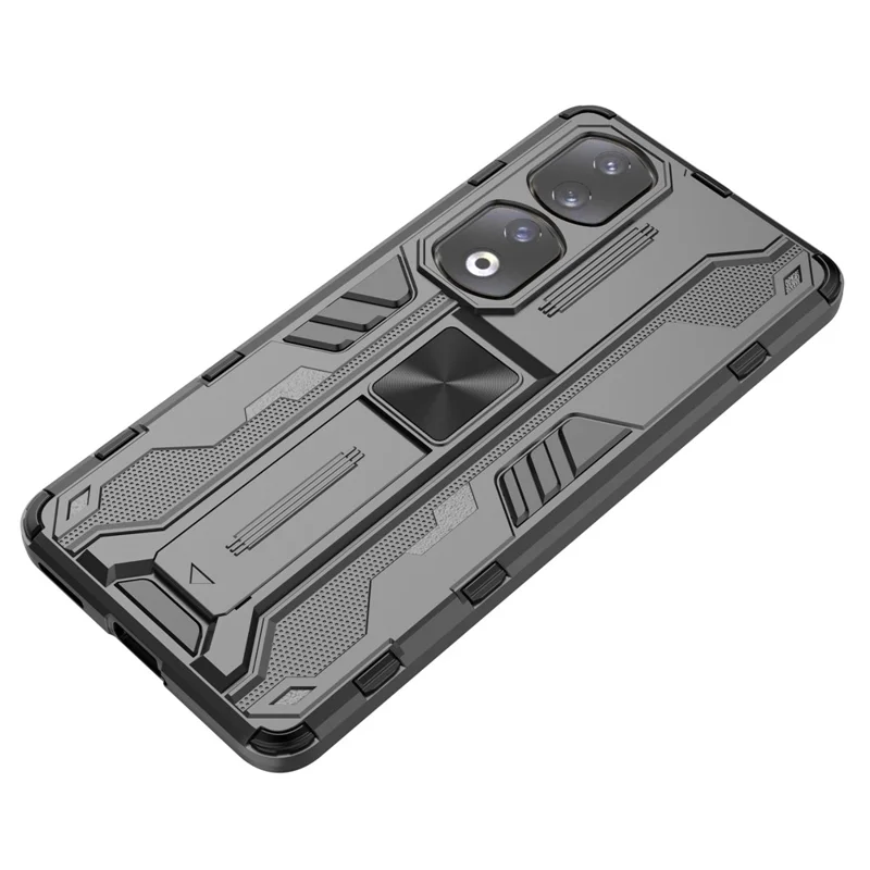 For Honor 90 Pro Shockproof Phone Cover with Kickstand Hard PC + Soft TPU Protective Case - Green