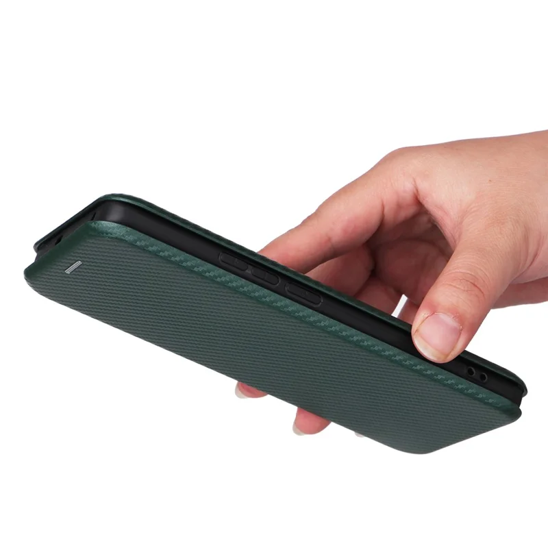Leather Phone Case for Realme 11 Pro 5G / 11 Pro+ 5G Card Holder Carbon Fiber Texture Stand Cover - Green
