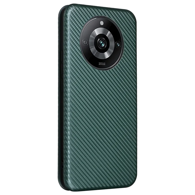 Leather Phone Case for Realme 11 Pro 5G / 11 Pro+ 5G Card Holder Carbon Fiber Texture Stand Cover - Green