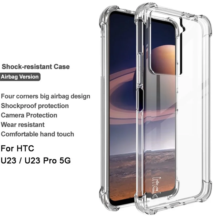 Imak Para HTC U23 / Case de Teléfono U23 Pro 5G TPU Soft Tpu Clear Back Tapa Con Protección de Esquinas de Airbag - Transparente