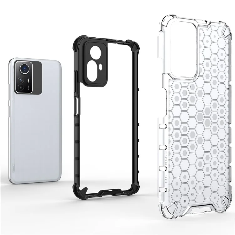 For Xiaomi Redmi Note 12S 4G Shockproof TPU+PC Honeycomb Texture Cover Phone Case - Grey
