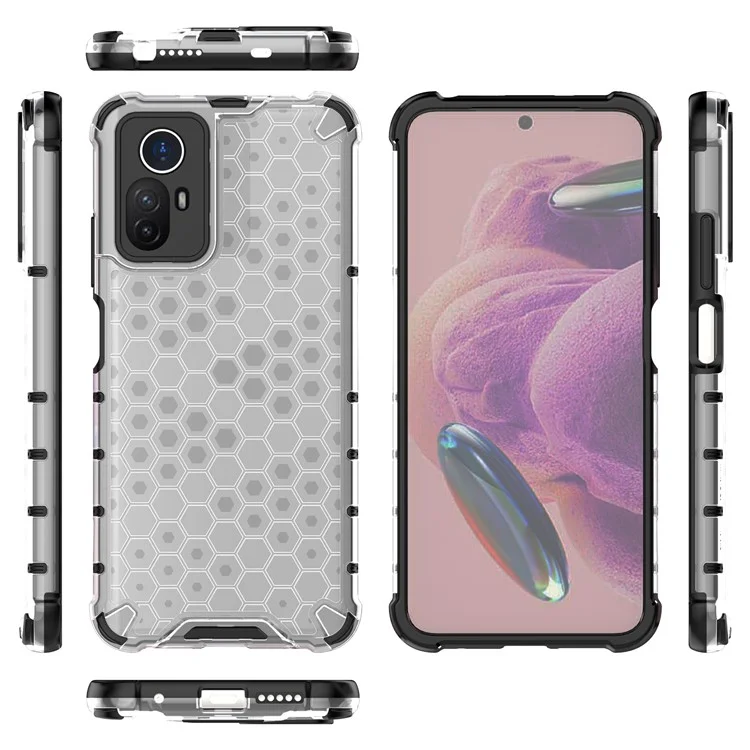 For Xiaomi Redmi Note 12S 4G Shockproof TPU+PC Honeycomb Texture Cover Phone Case - Grey