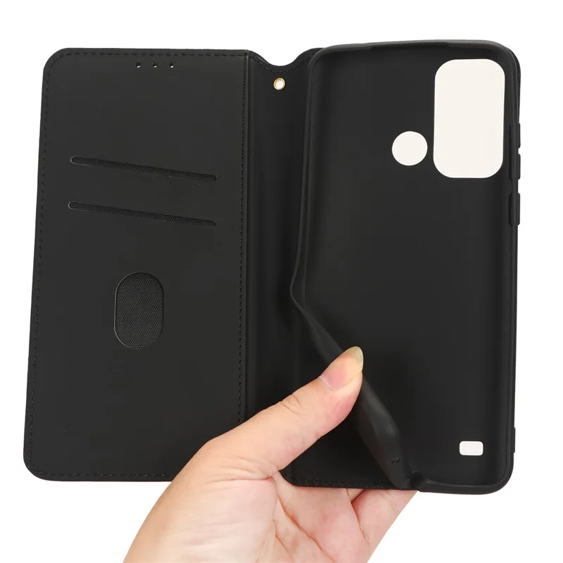 For ZTE Blade A53 / A53+ Rhombus Imprinted Shell PU Leather Stand Case Drop Resistant Phone Cover - Red