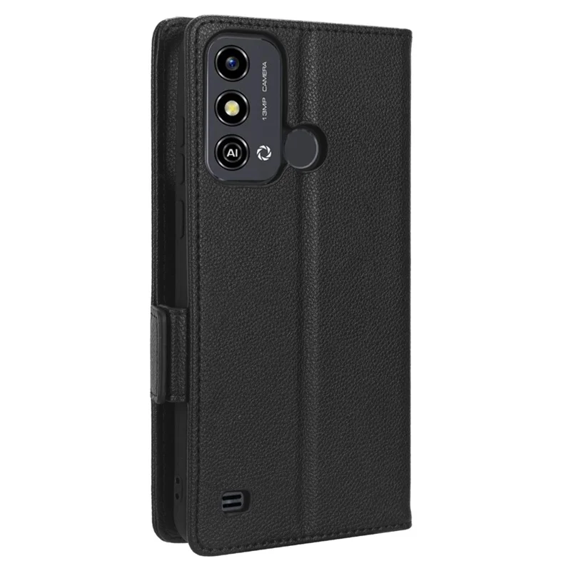 Para ZTE Blade A53 / A53+ Litchi Texture Magnetic Closure Phone Case Wallet Stand PU Leather Cover - Preto