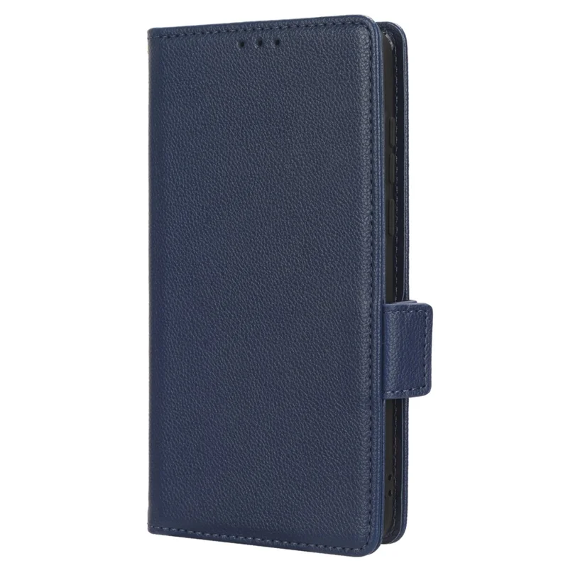 Funda tipo cartera con textura de lichi y cierre magnético para ZTE Blade A53 / A53+, cubierta de cuero PU - Azul oscuro