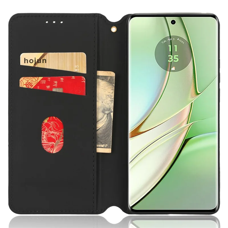 Per Motorola Edge 40 5G Custodia per telefono Rhombus Imprinted Shell PU Leather Stand Fall Proof Case - Nero