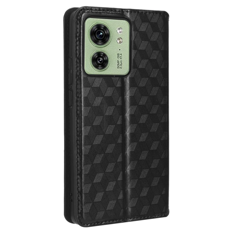 Per Motorola Edge 40 5G Custodia per telefono Rhombus Imprinted Shell PU Leather Stand Fall Proof Case - Nero