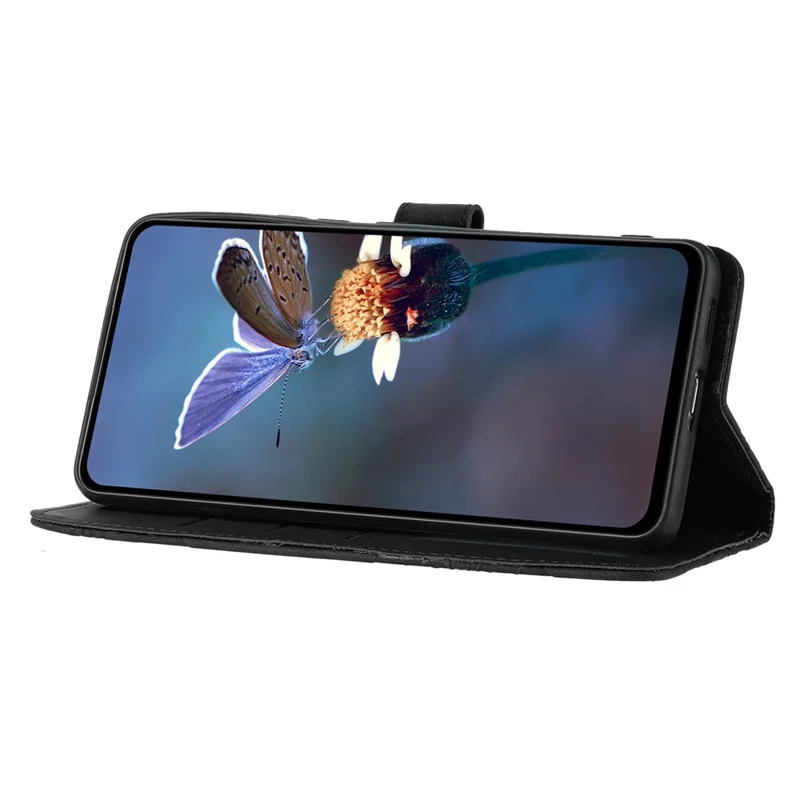 For iPhone 12 Pro Max 6.7 inch Flowers Imprint Phone Case PU Leather Wallet Cover with Stand - Black