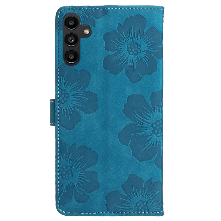 Custodia Portafoglio per Samsung Galaxy A54 5G, Modello a Fiori Impresso in Pelle PU Flip Stand Cover - Blu