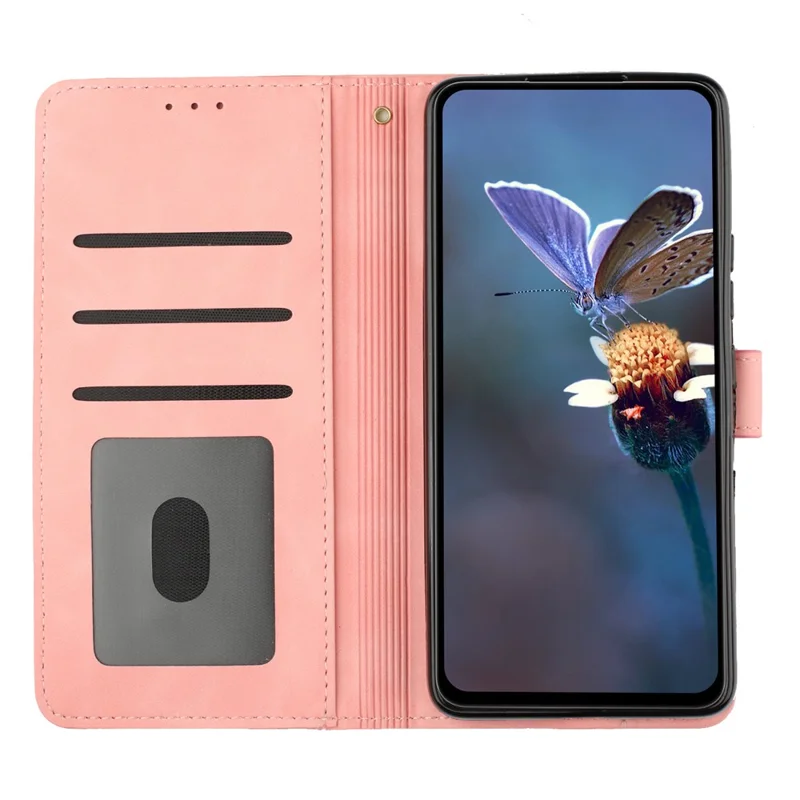 For Samsung Galaxy A42 5G Flowers Pattern Phone Stand Case PU Leather Wallet Anti-drop Cover - Pink
