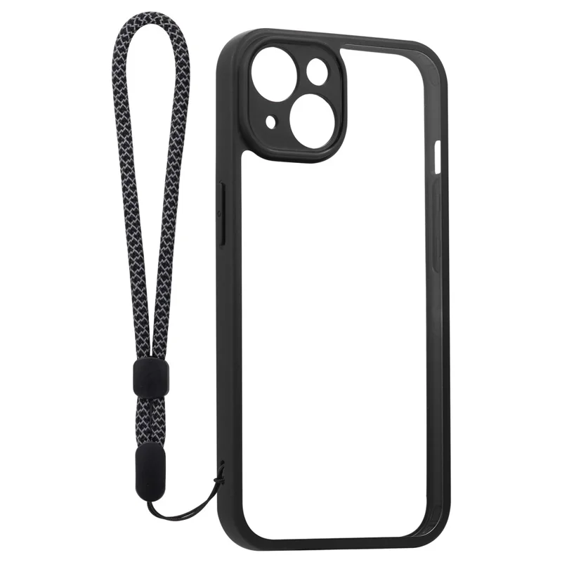 VILI M Series For iPhone 14 Phone Shell Anti-Scratch Clear PC+TPU Mobile Phone Case with Wrist Strap - Black