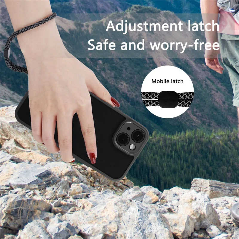 VILI M Series For iPhone 14 Phone Shell Anti-Scratch Clear PC+TPU Mobile Phone Case with Wrist Strap - Black