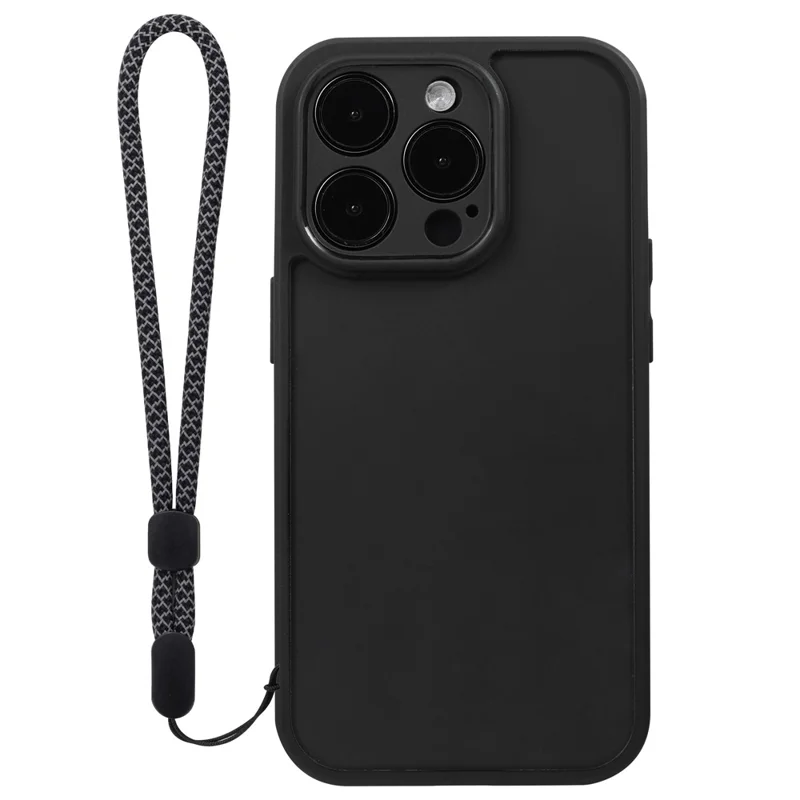 VILI M Series For iPhone 14 Pro Max Precise Cutout Phone Case PC+TPU Back Cover with Wrist Strap - Black