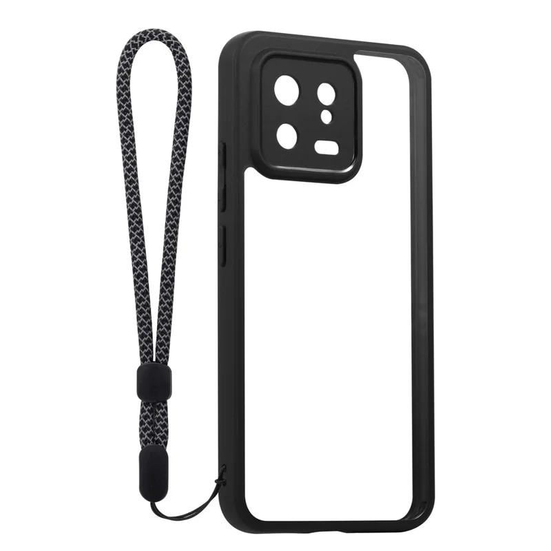 VILI M Series For Xiaomi 13 Dustproof Phone Shell Clear PC+TPU Phone Case with Wrist Strap - Black