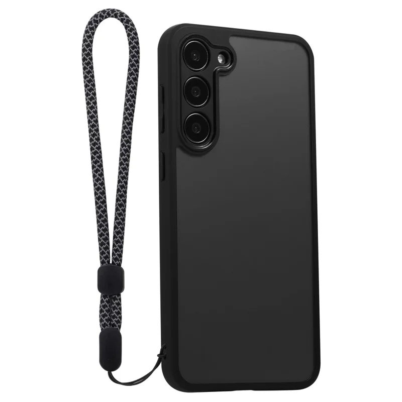 VILI M Series For Samsung Galaxy S23+ Shockproof Phone Cover Clear PC+TPU Phone Case with Wrist Strap - Black