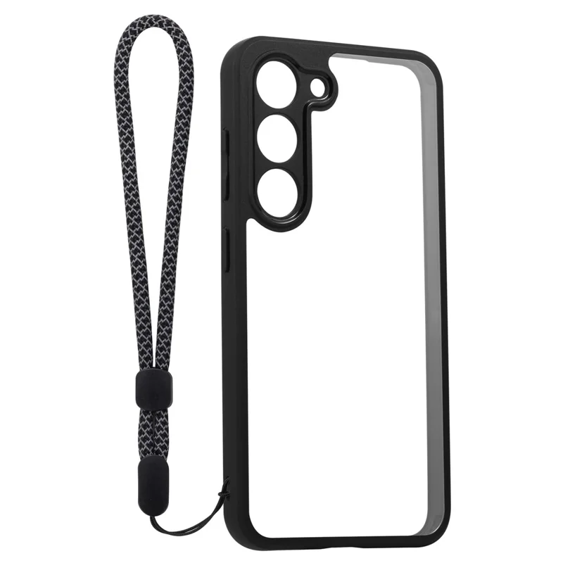 VILI M Series For Samsung Galaxy S23+ Shockproof Phone Cover Clear PC+TPU Phone Case with Wrist Strap - Black