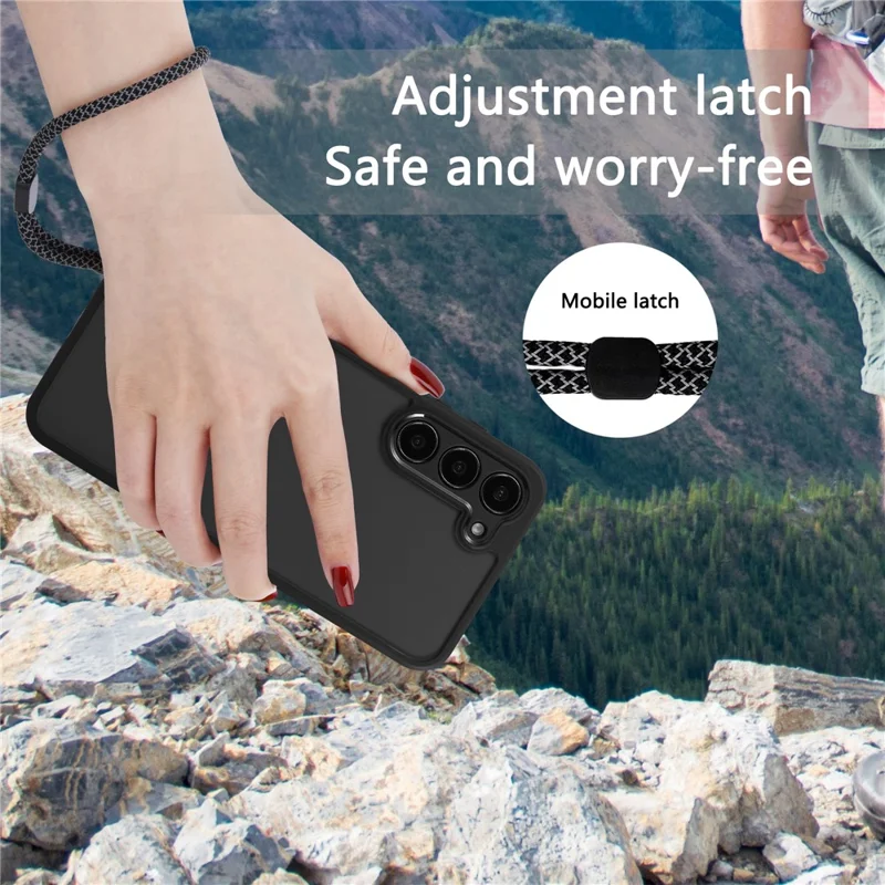 VILI M Series For Samsung Galaxy S23+ Shockproof Phone Cover Clear PC+TPU Phone Case with Wrist Strap - Black