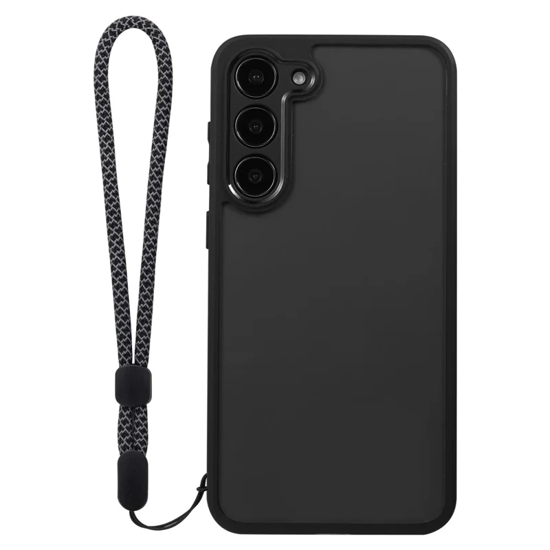 VILI M Series For Samsung Galaxy S23+ Shockproof Phone Cover Clear PC+TPU Phone Case with Wrist Strap - Black