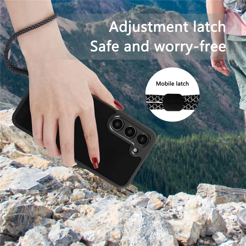 VILI M Series PC+TPU Phone Case For Samsung Galaxy S23 , Anti-Scratch Clear Cover with Wrist Strap - Black
