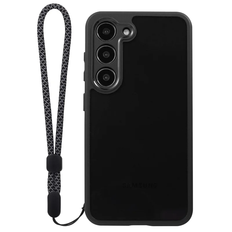 VILI M Series PC+TPU Phone Case For Samsung Galaxy S23 , Anti-Scratch Clear Cover with Wrist Strap - Black