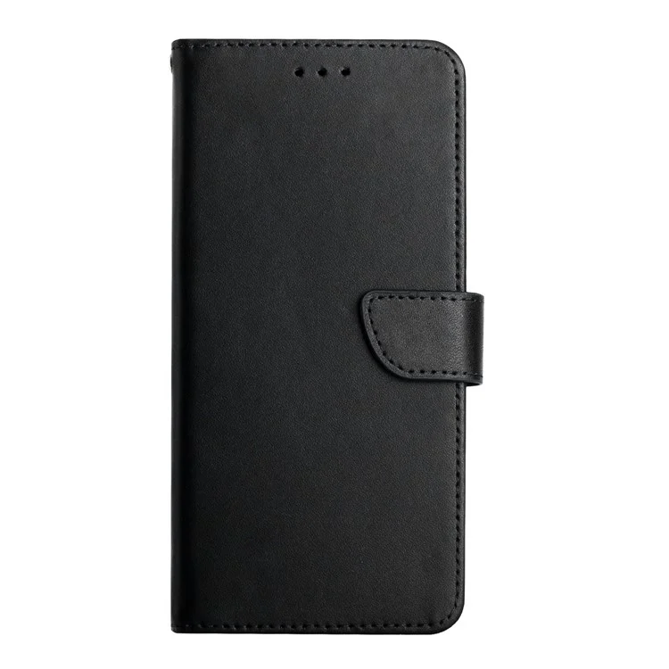 HT02 Für vivo Y78+ 5G Echtes Kuhledertelefongehäuse Nappa-Textur Telefonständer Brieftasche Cover - Schwarz