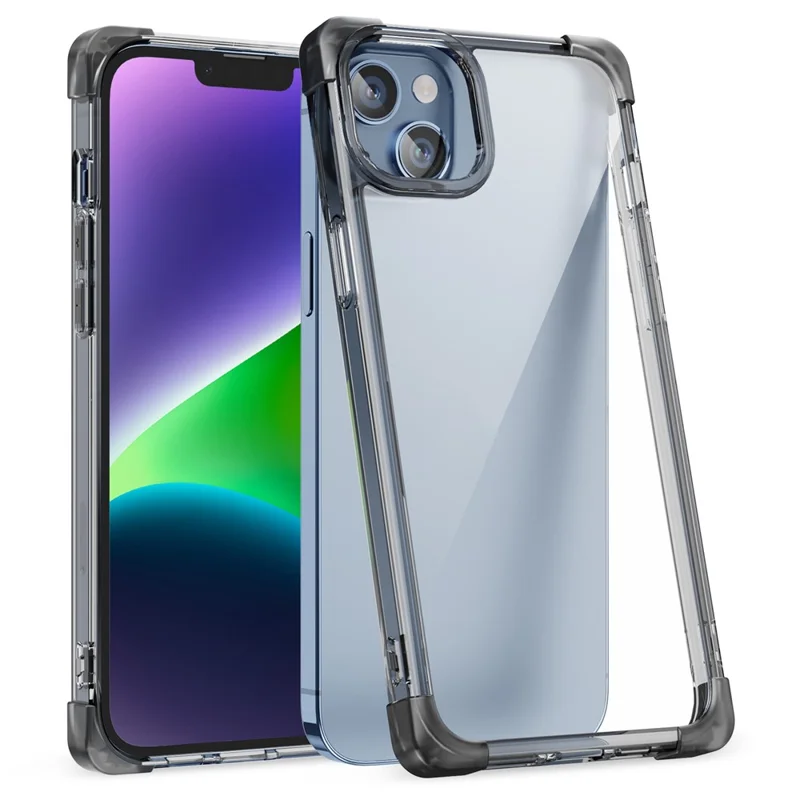 For iPhone 14 Plus Four Corner Frosted Drop-proof Cover TPU+Acrylic Phone Case - Black