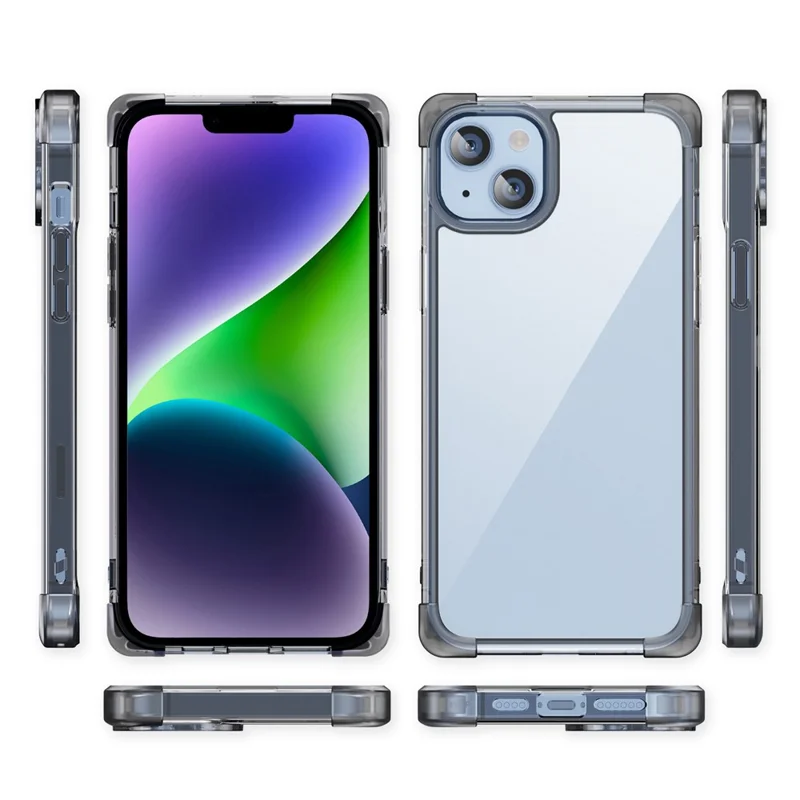 For iPhone 14 Plus Four Corner Frosted Drop-proof Cover TPU+Acrylic Phone Case - Black