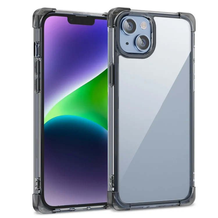 For iPhone 14 Four Corner Frosted Shockproof Cover TPU+Acrylic Anti-scratch Phone Case - Black