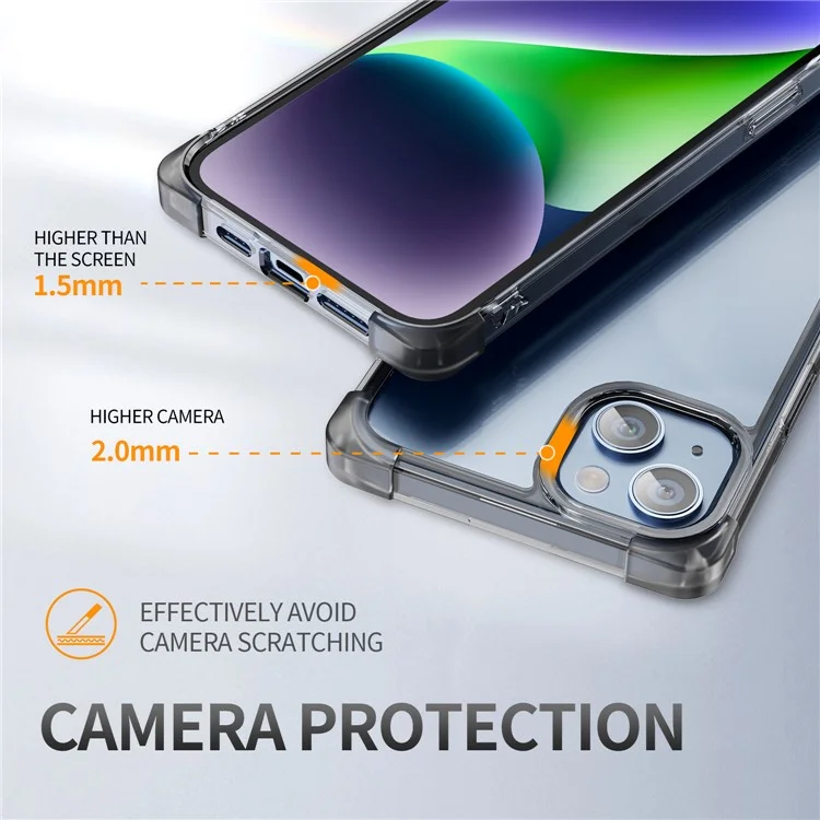 For iPhone 14 Four Corner Frosted Shockproof Cover TPU+Acrylic Anti-scratch Phone Case - Black