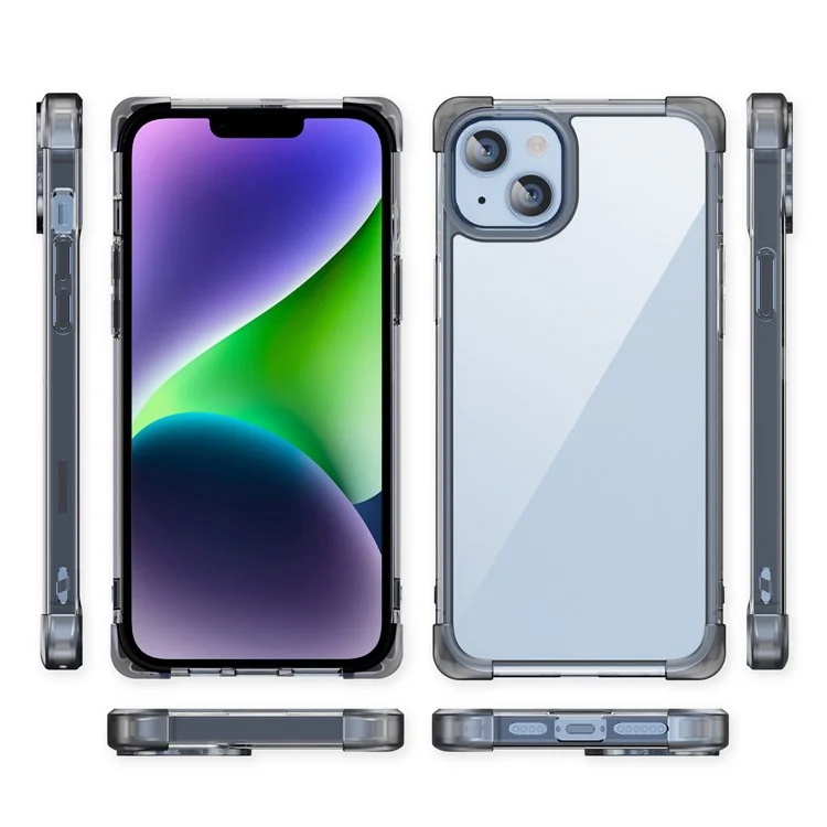 For iPhone 14 Four Corner Frosted Shockproof Cover TPU+Acrylic Anti-scratch Phone Case - Black