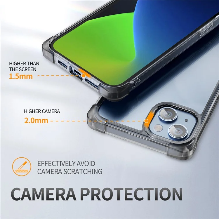 For iPhone 13 6.1 inch Drop-proof Back Cover TPU+Acrylic Four Corner Matte Phone Case - Black